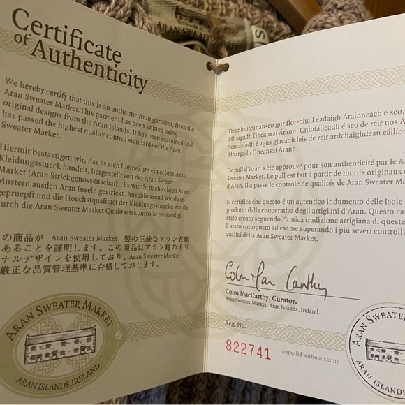 NWT Aran Sweater Market 100% Merino Wool 3 Pattern Long Cardigan - Picture 5 of 7